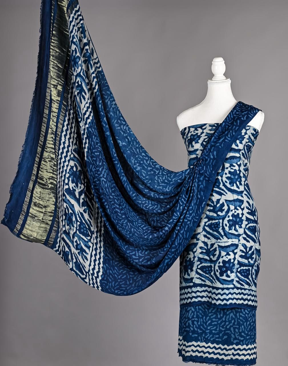 Modal Silk Unstitched Suit | 3 Piece Silk Suit Set | Party Wear Modal Silk Suit