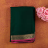 Forest-green-pure-mysore-silk-saree-with-antique-zari-and-pink-piping.