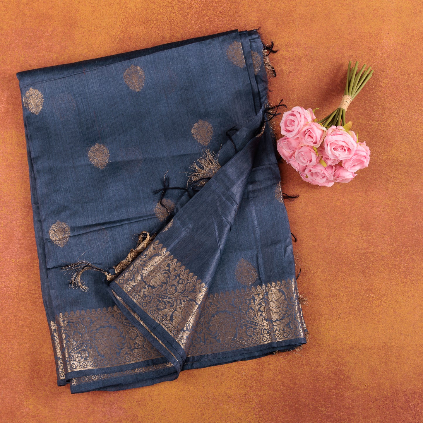 Authentic Pure Munga Silk Saree | Golden Zari Butta Work | Wedding & Festive Wear