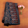 Hand Block Printed Blue Modal Silk Saree | Authentic Ajrak Design
