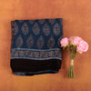 Blue Silk Ajrak Modal Silk Saree with Traditional Ajrak Hand Block Printed Pattern for Women