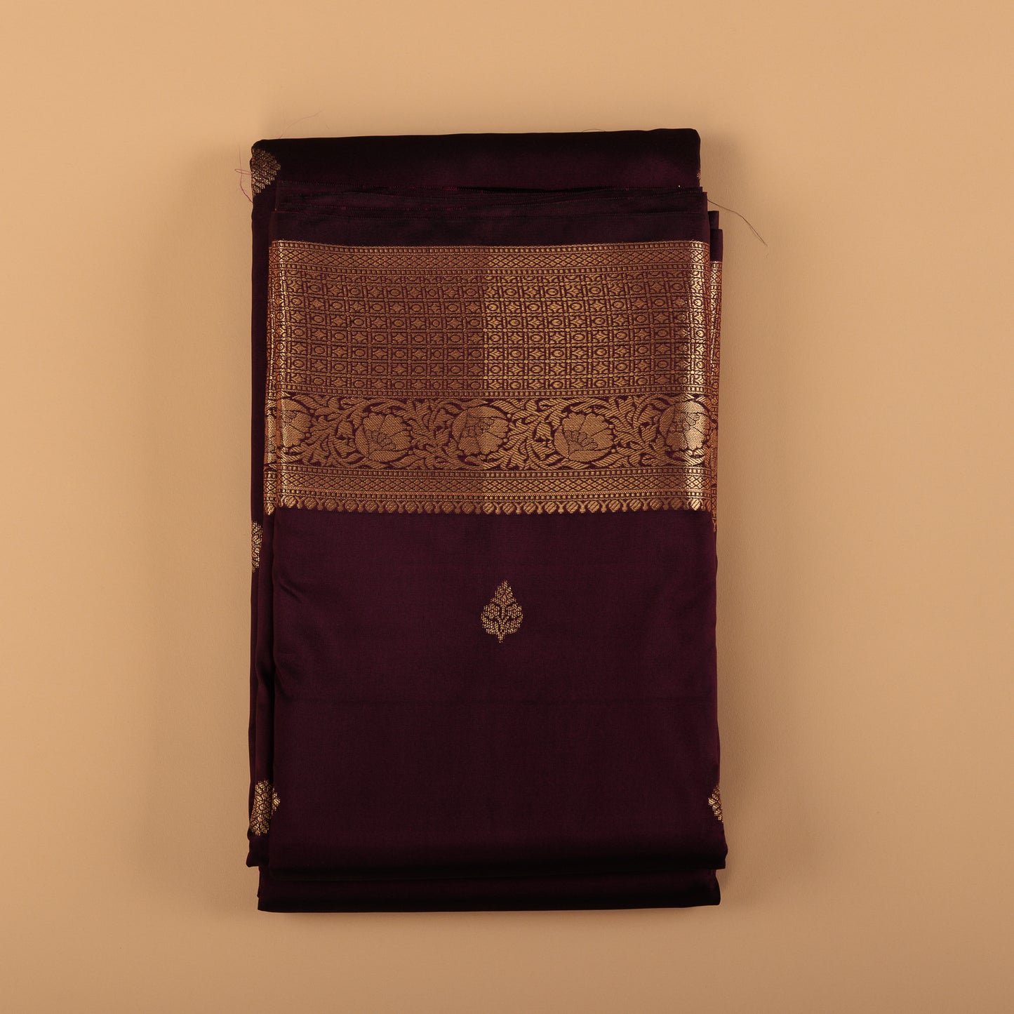 Wine Kanjivaram Silk Saree | Copper Zari Small Butti Wedding Wear