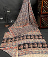 Handblock Kalamkari Chennuri Silk Saree