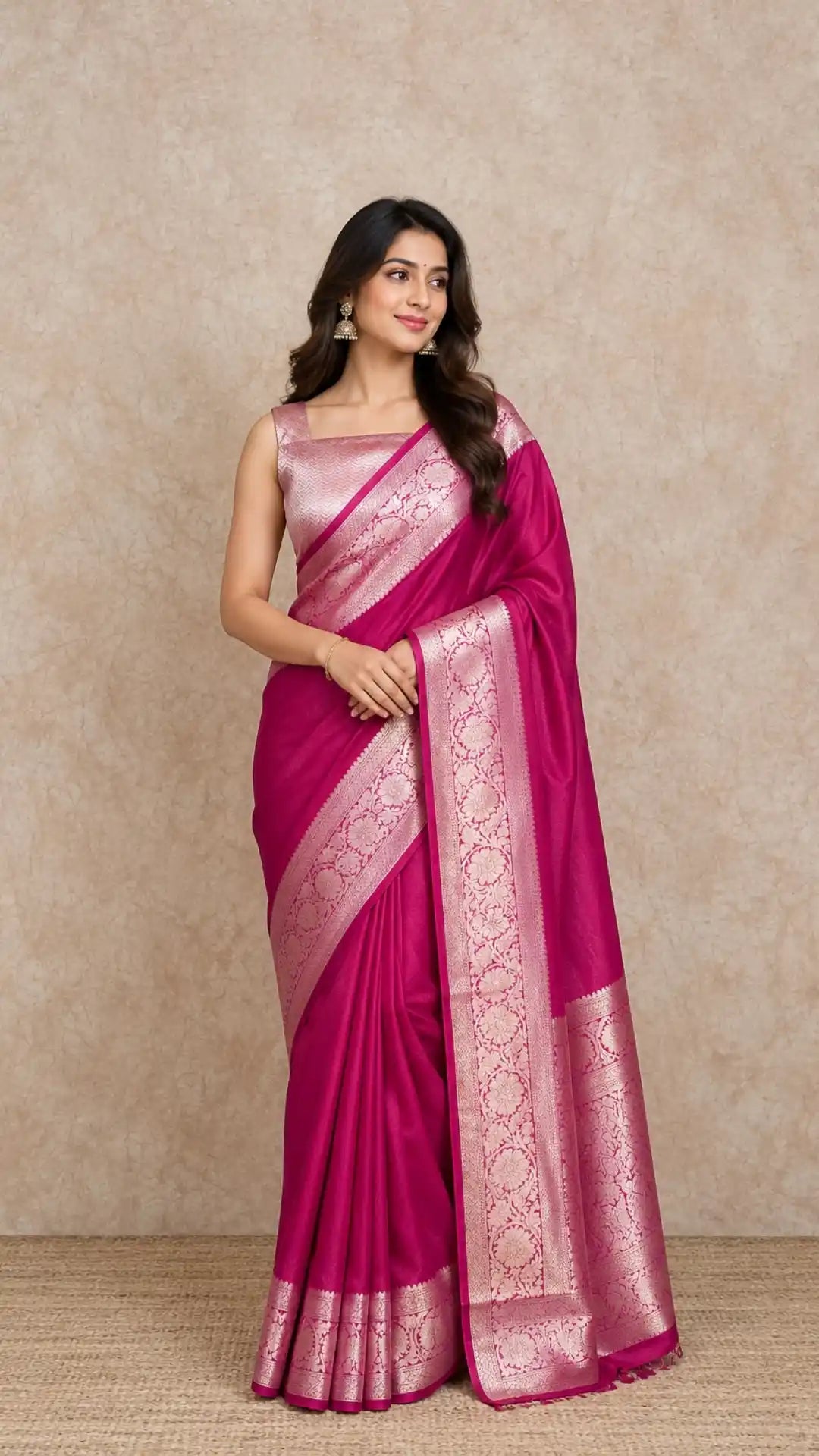 Pink Pure Kora Silk Handloom Banarasi Saree