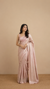 Nude Pink Brocade Silver Zari Weaved Banarasi Mashru Silk Saree