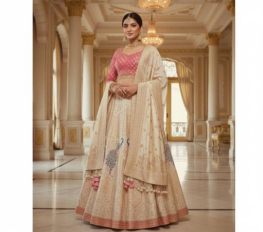 Ethereal Beige and Gold Banarasi Lehenga | Wedding Lehengas