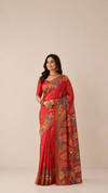 Kantha work Saree in Red