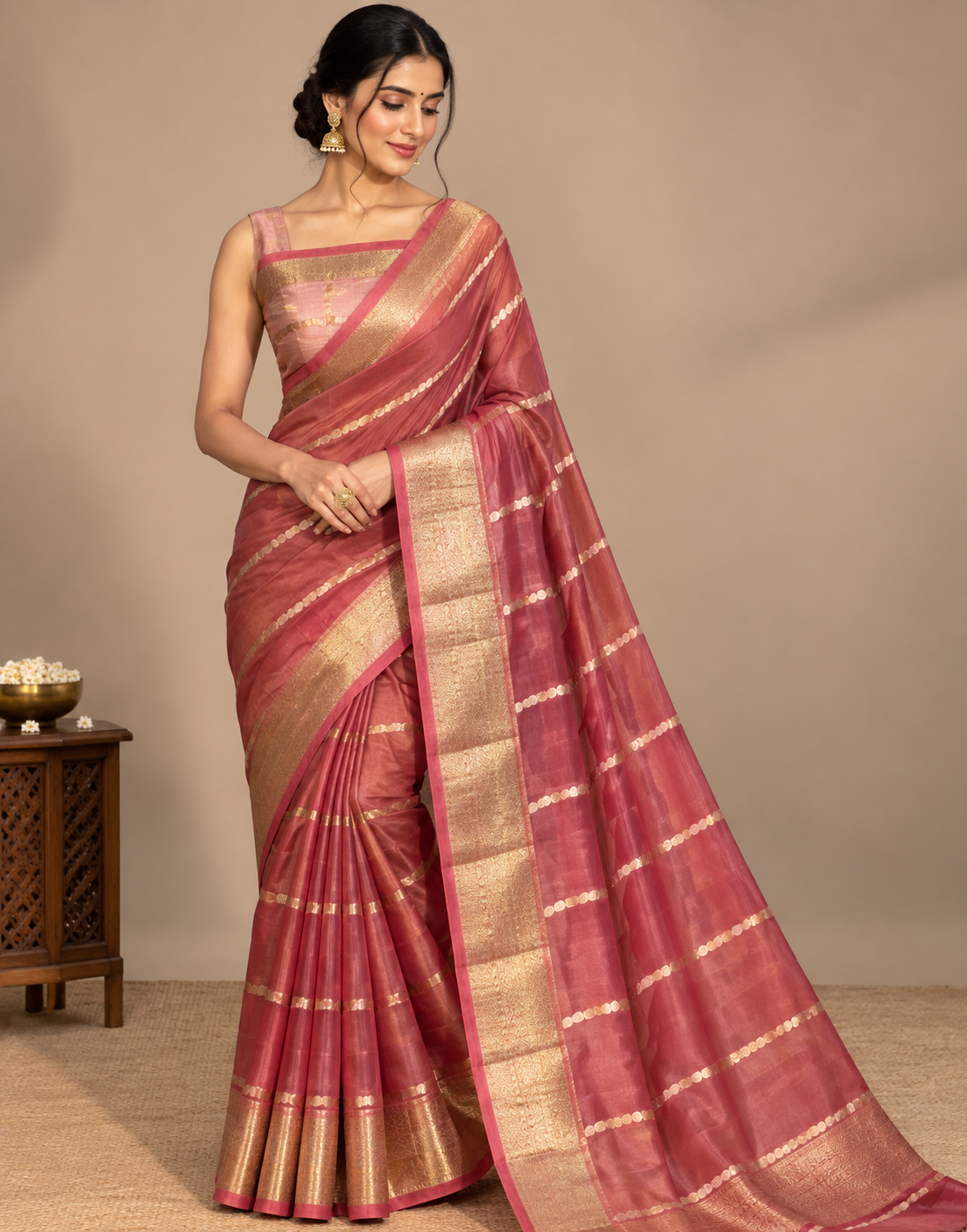 Pure Kora Tissue Handloom Banarasi Saree