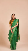 Green Tussar Geecha Silk Premium Saree| Authentic Bhagalpur Silk Saree