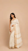 Tussar Silk with Gold Border Saree | Raw Silk Saree for Weddings | Authentic Bhagalpur Tussar Saree