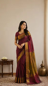 Nayanthara Inspired Handloom Khadi Sarees in Maroon