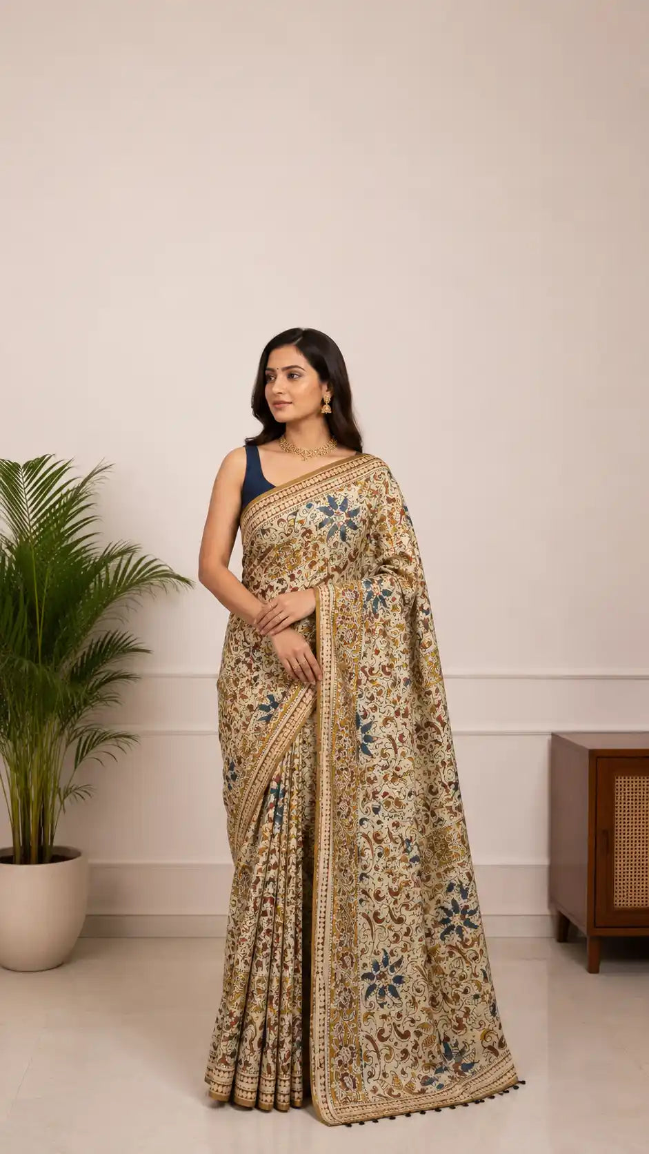 Kalamkari Mul Cotton Saree