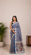 Kalamkari Cotton Saree in Blue