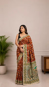 Kalamkari Cotton Saree in Red