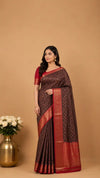 Brocade Kanjivaram Semi-Silk Saree | Contrast Border | Wedding & Party Wear