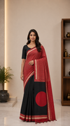 Ajrakh Block Printed Modal Silk Saree in Red