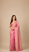 Pink Pure Katan Silk Banarasi Handloom Saree - Tanchui Brocade