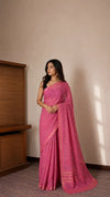 Pink Bandhani Saree | Georgette Bandhej Saree | Pink & Green Wedding Saree | Designer Bandhani with Contrast Blouse | Party Wear Georgette
