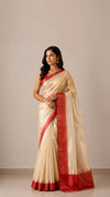 Chanderi Pure Tissue Silk Handloom Saree –Gold and Red