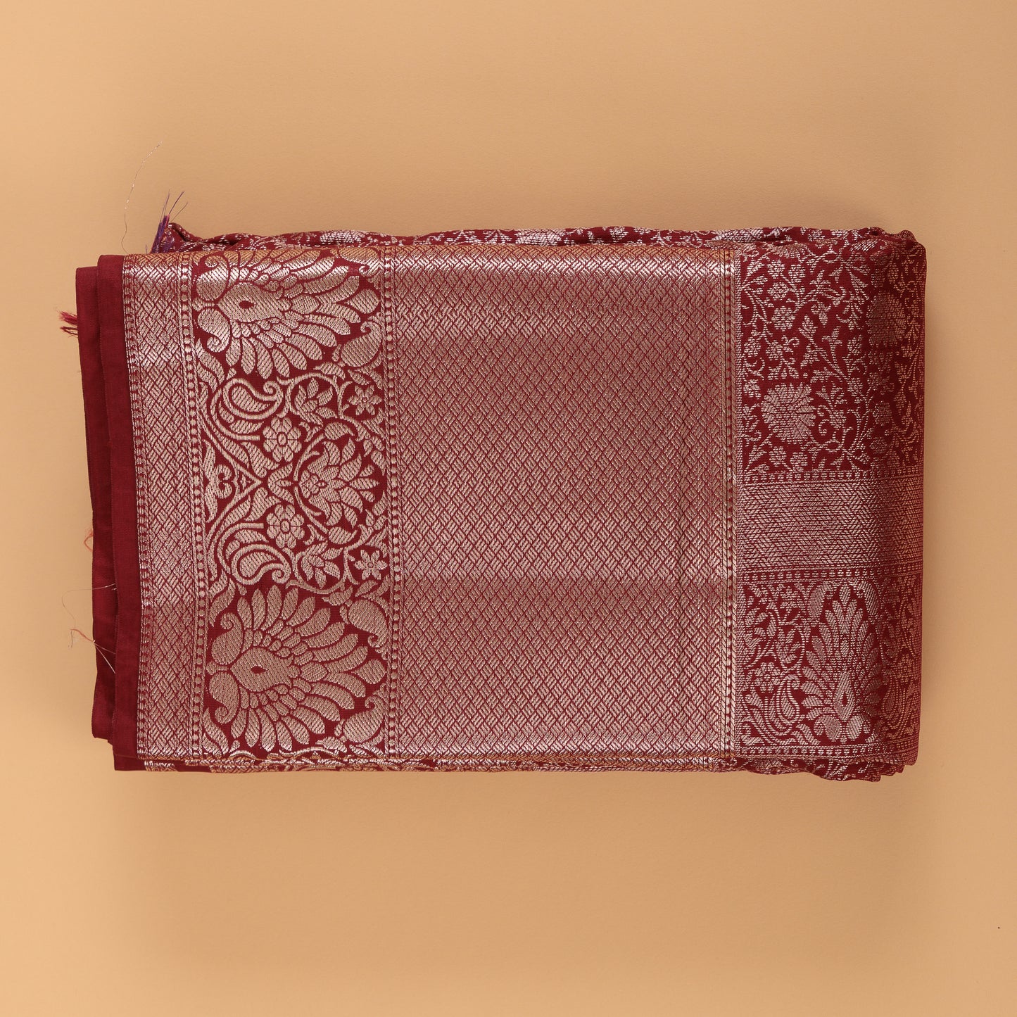 Kanjivaram Semi-Silk Saree With Silver Zari Butis Wedding and Festive Wear