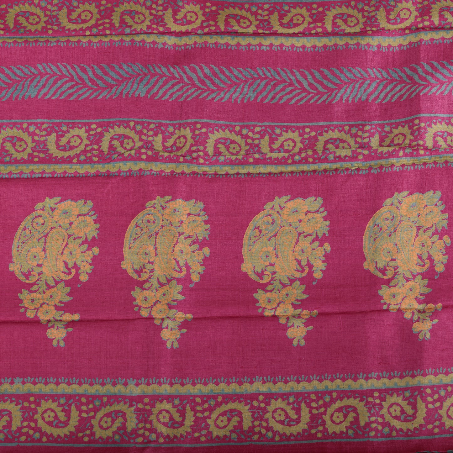 Magenta Tussar Silk Saree | Block Printed Pure Silk | Handloom Party Wear Saree