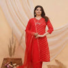 Red Lehariya Kota Dupatta Set