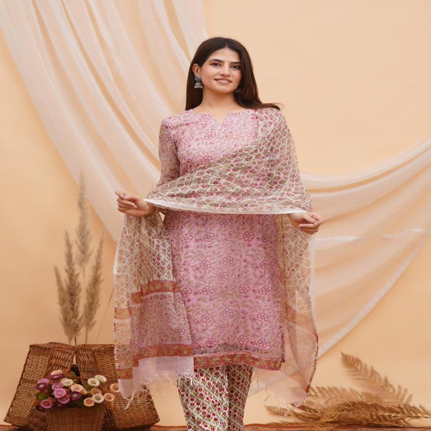 Gulabi Gulzar Kota Doriya Suit