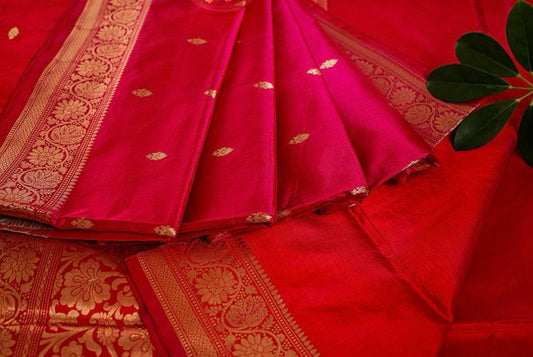 Hot Pink Katan Silk Banarasi Handloom Saree