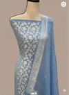 Blue Pure Khaddi Georgette Banarasi Dress material | 3 Piece Silk Suit Set | Wedding Special (Copy)