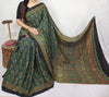 Green Ajrakh Block Printed Modal Silk Saree