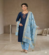 Cotton Suit in Blue with Contrast Dupatta