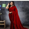 Gorgeous Party Wear saree in Velvet with Gold beads at edges