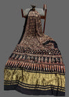 Ajrakh Block Printed Modal Silk Saree with light Mirror work