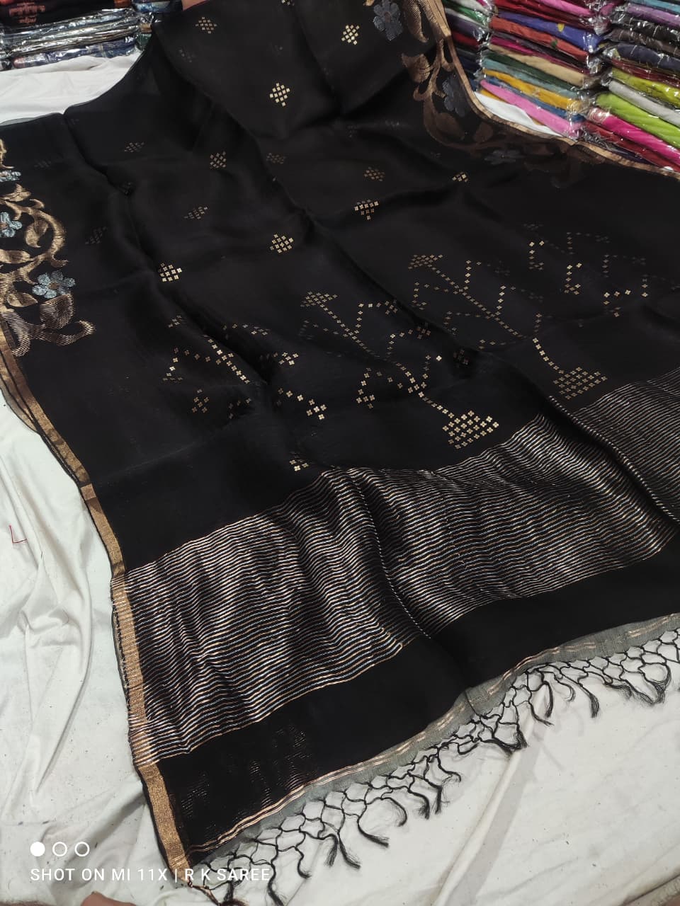 Muslin silk Saree in Black