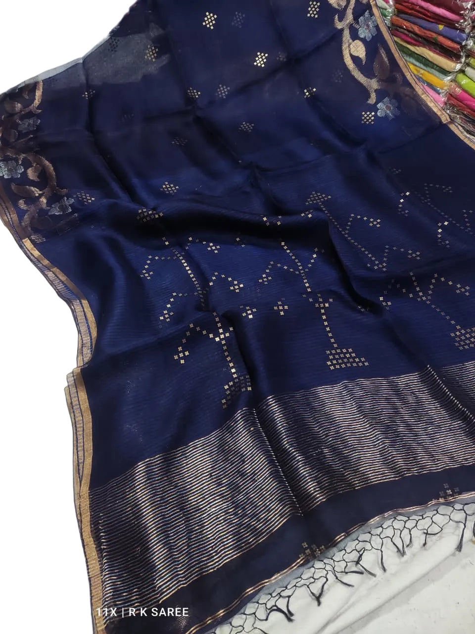 Muslin silk Saree in Blue