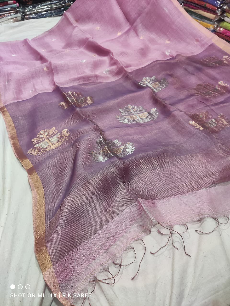Exclusive silk linen with Banarasi Jamdani weaving