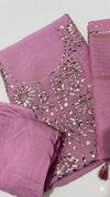 Pink Mukaish Kamdani Suit in Mul Cotton