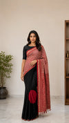Ajrakh Block Printed Modal Silk Saree