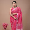Soft Linen Saree in Pink