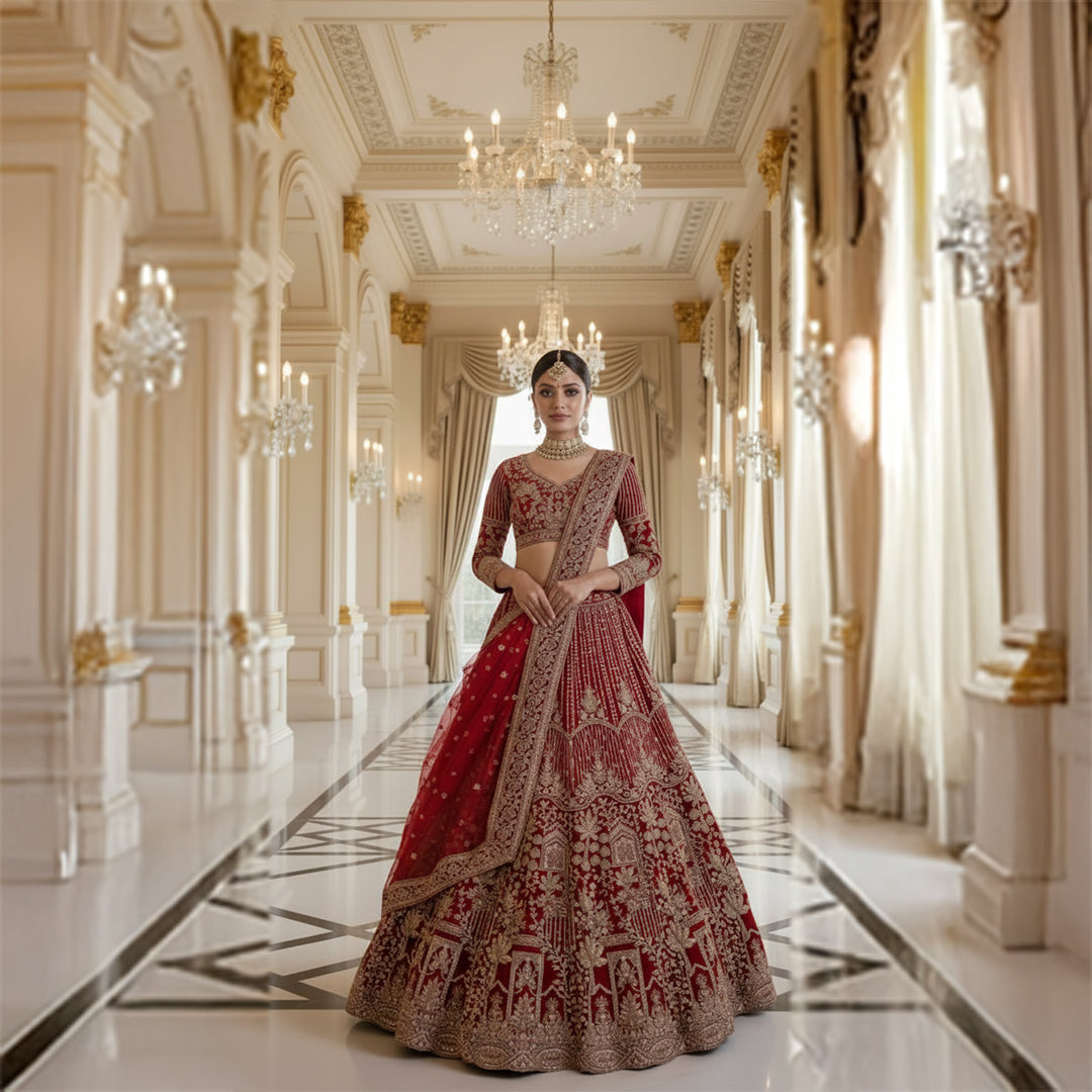 Maroon Heavy Embroidered lehenga | Wedding Lehenga | Bridal Lehenga