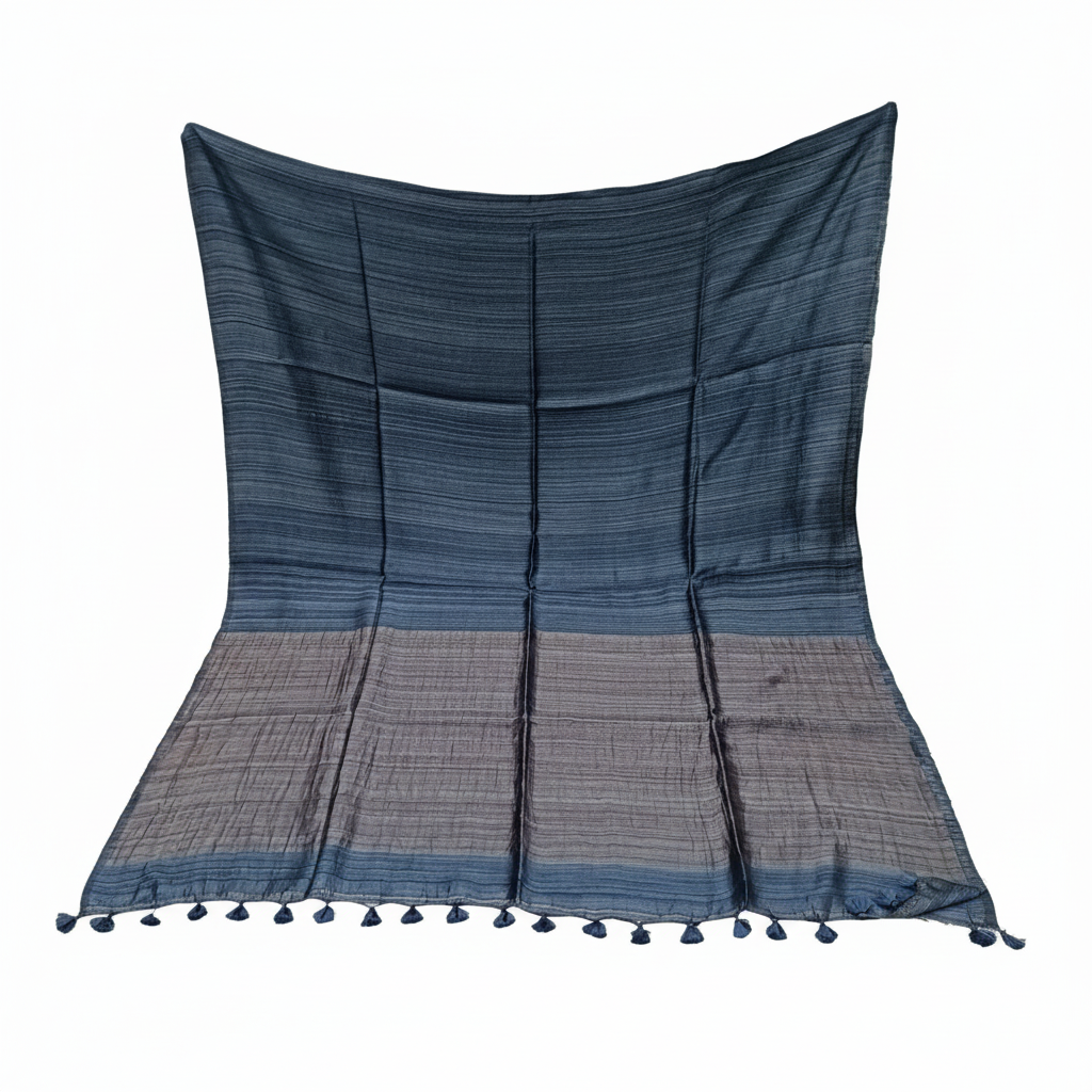 Navy Blue Matka Silk Saree