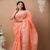 Soft Linen Saree in Peach