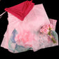 Soft-pink-organza-saree-with-large-rose-floral-print-and-magenta-contrast-blouse.