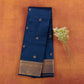 Royal-blue-kanjivaram-semi-silk-saree-with-gold-zari-butis-and-traditional-border.