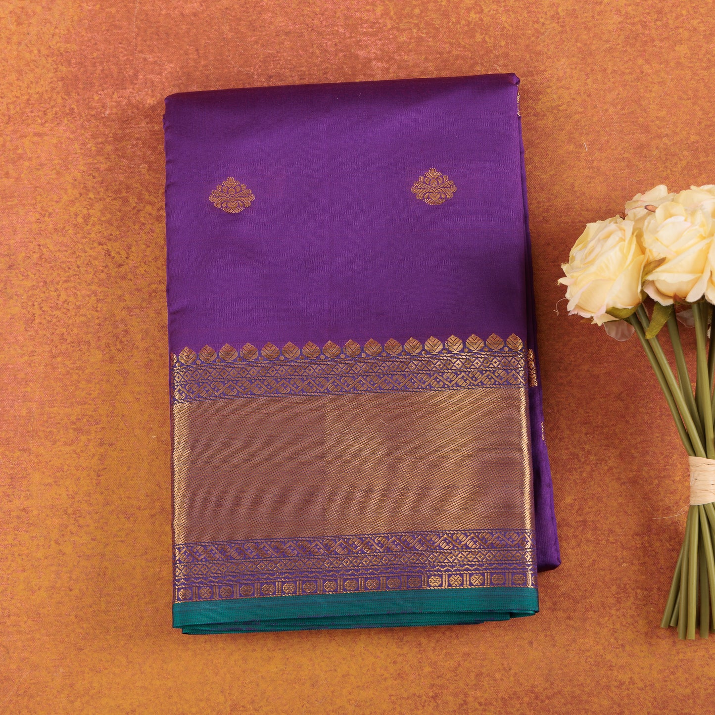 Purple Kanjivaram Semi Silk Saree  | All Over Zari Butis | Wedding & Festive Wear
