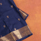 Royal blue Kanjivaram silk saree with traditional golden border design