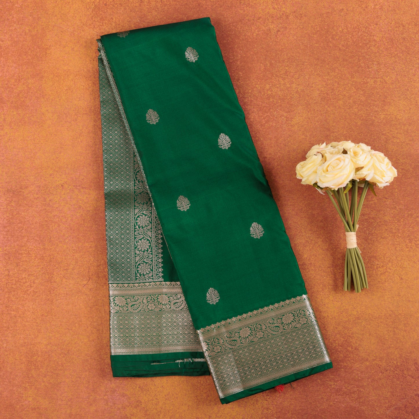 Kanjivaram Semi-Silk Saree With Silver Zari Butis Wedding and Festive Wear