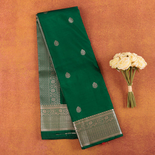Kanjivaram Semi-Silk Saree With Silver Zari Butis Wedding and Festive Wear
