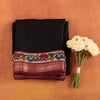 Black-chennuri-silk-saree-with-red-and-blue-floral-kalamkari-print-border-and-zari-work