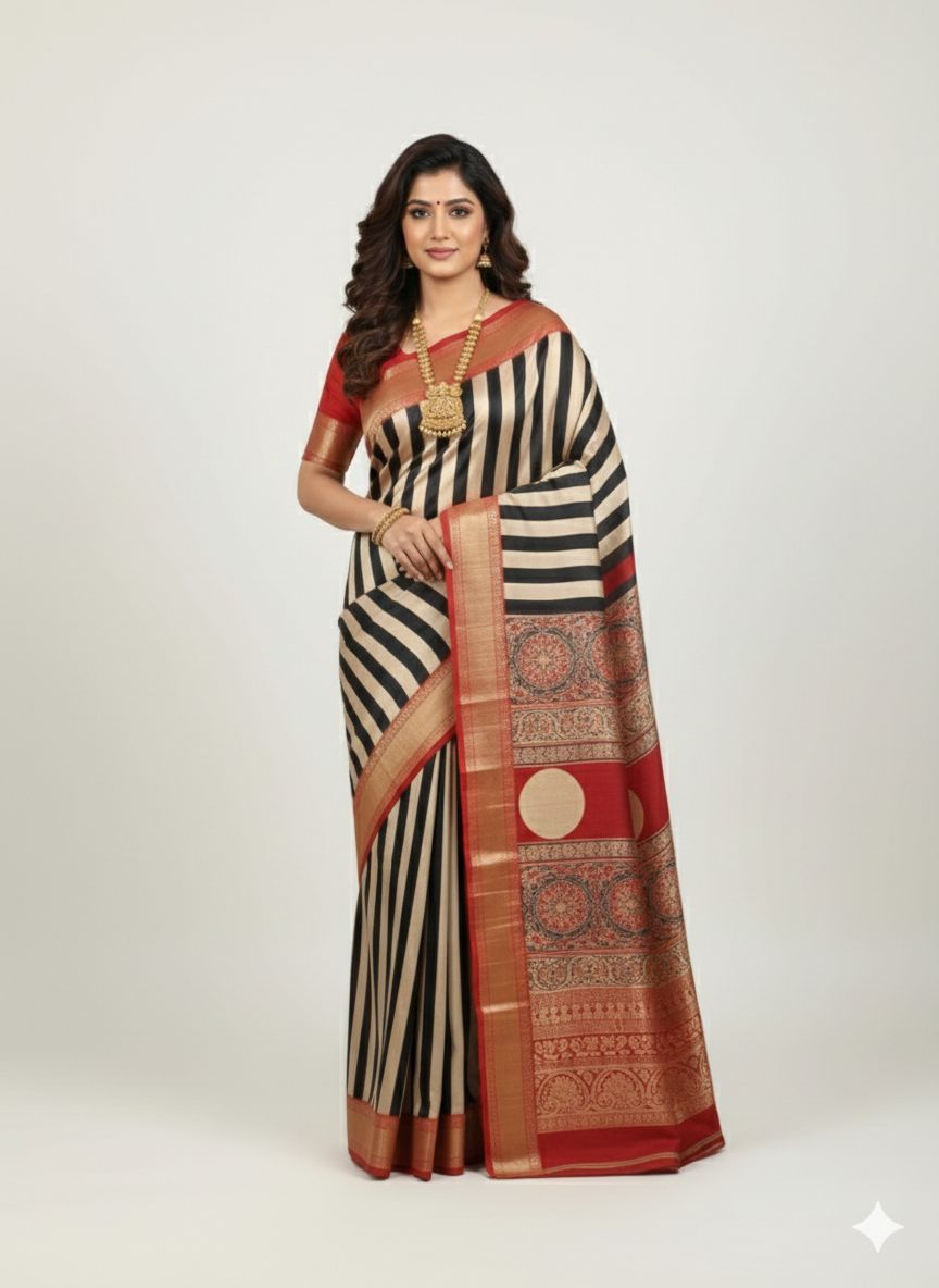 Dolla Modal Silk Saree | Red Banarasi Modal Silk | Soft Silk Saree with Heavy Zari Border | Wedding & Party Wear Saree